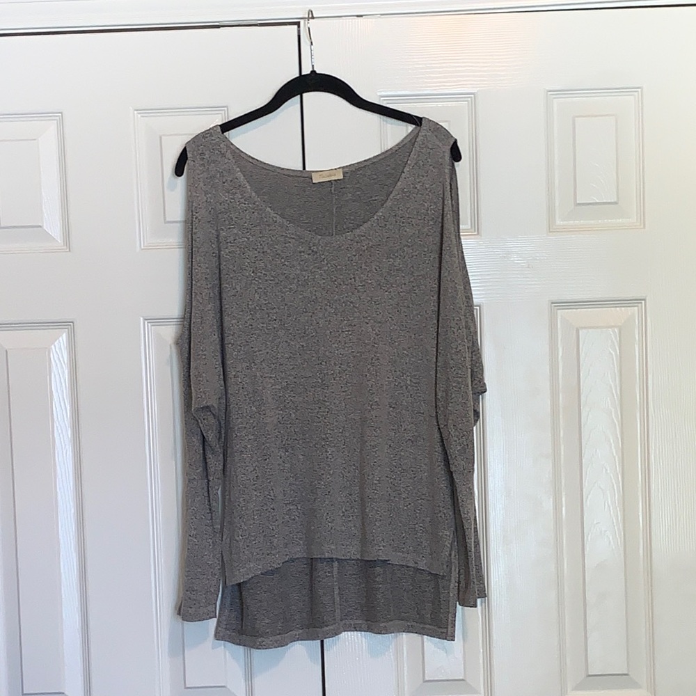 Gray Knit peek a boo should Sweater